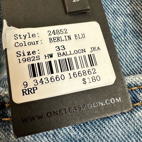 NWT One Teaspoon Women’s 1982s Mid Waist Ripped Berlin Blue Denim Jeans.Size 33 - Picture 5 of 16